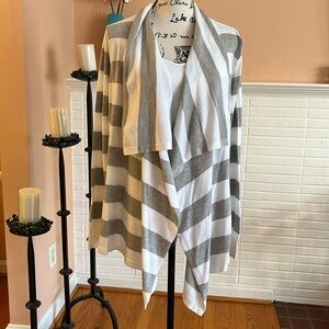 DKNYC Gray & White Stripe Open Cardigan
